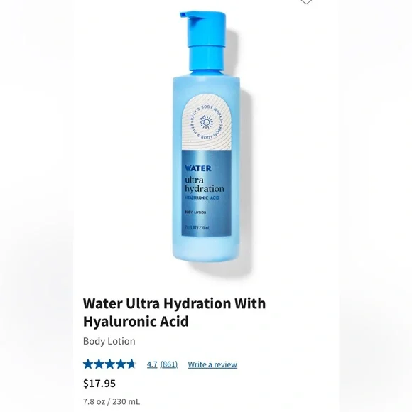 Water Ultra Hydration w/ Hyaluronic Acid Body Lotion, BBW, 7.8 oz / 230 mL, NWT - Picture 9 of 9